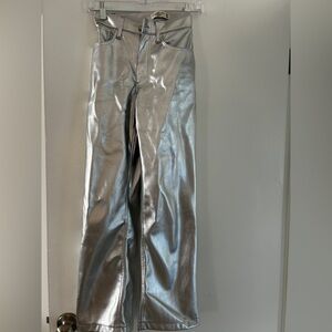 Abercrombie 90s Relaxed High Rise Silver Leather Pants